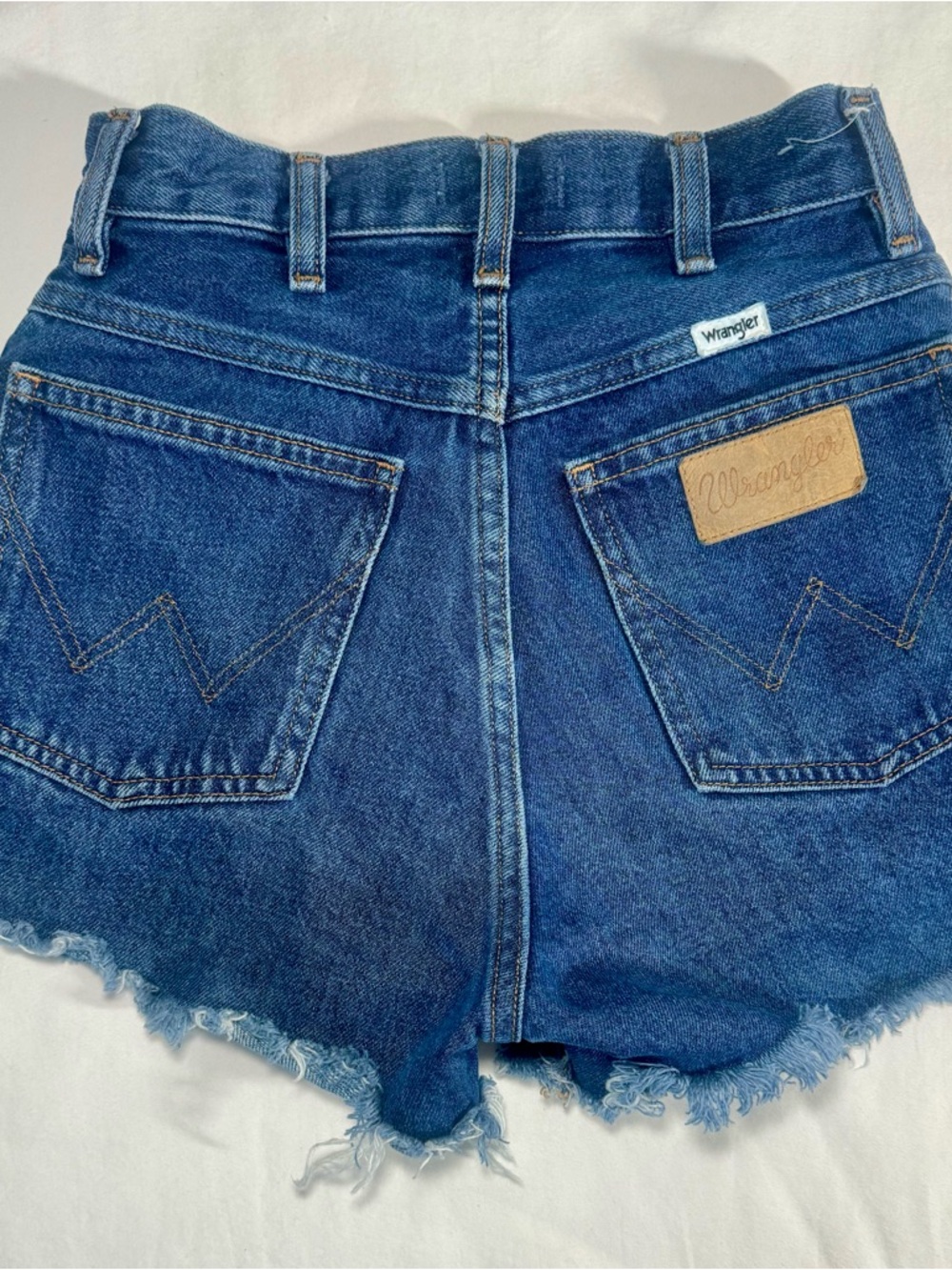 Wrangler Festival Short W24 Women's Blue Denim Cut-Off Shorts Frayed Hem
